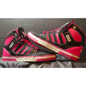 Adidas Hot Pink and Black High youth 6 EUC
